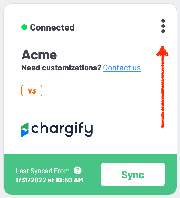 Chargify Connection Settings in SaaSync