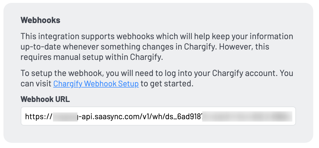 SaaSync webhook URL for Chargify
