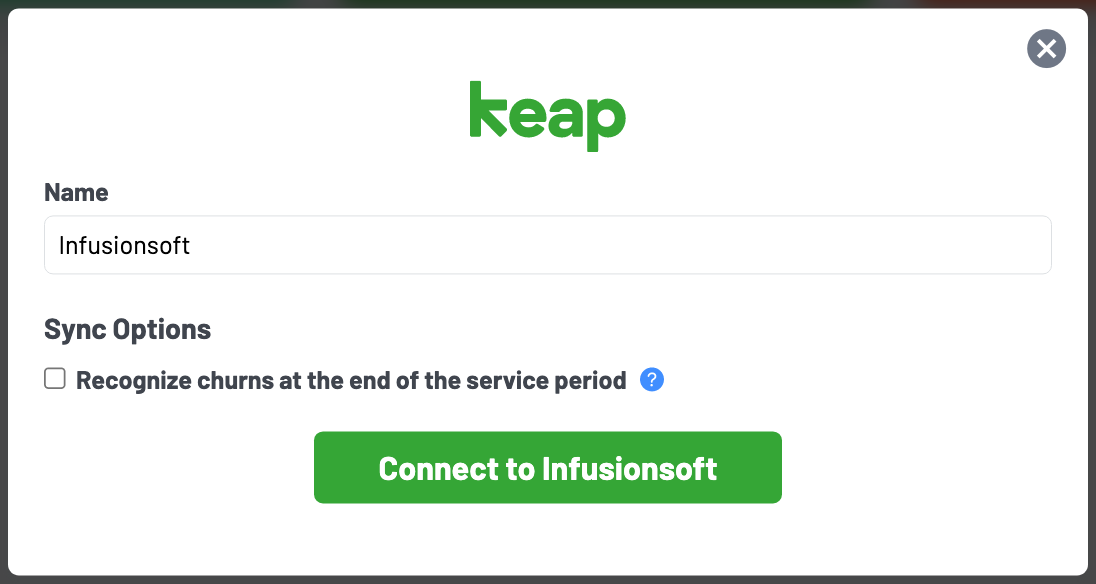 Connecting SaaSync to Keap's Infusionsoft